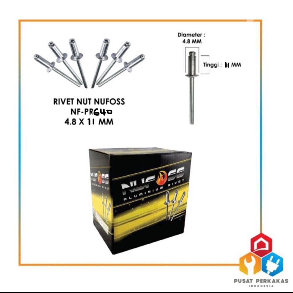 Jual NUFOSS PAKU RIVET 640 4.8 X 11 (500 PCS) RIFET KELING ALUMINIUM ...