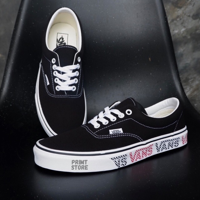 Vans Era Logo Checker Black White
