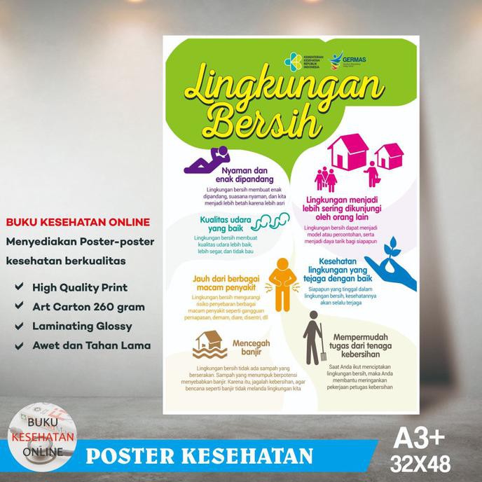 Jual Poster Kesehatan Lingkungan Bersih Laminating Glossy Terbaru Shopee Indonesia 3582