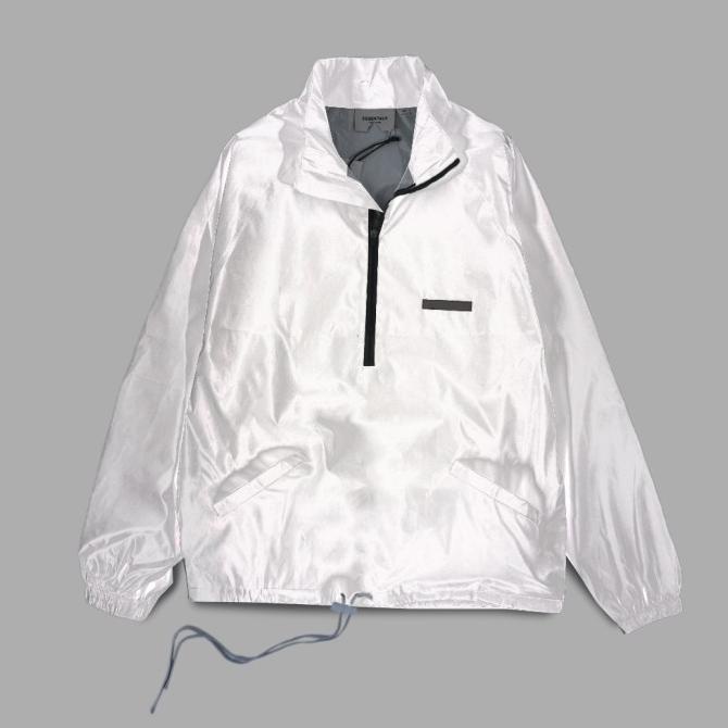 Fear of god essentials 2025 track jacket silver reflective