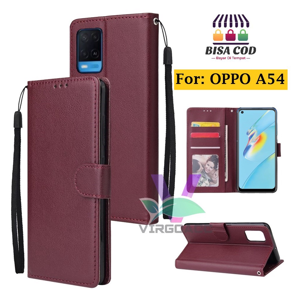 Jual LEATHER CASE FLIP OPPO A54-FLIP COVER KULIT SARUNG BUKU