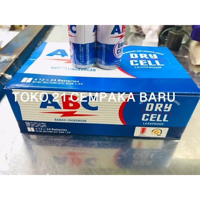Jual Baterai ABC BIRU Tipe R14C 1 BOX isi 24 PCS | Batre ABC Biru R14 C ...
