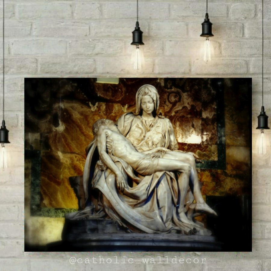 Jual Poster kayu hiasan dinding Katolik pieta Tuhan Yesus Bunda Maria ...