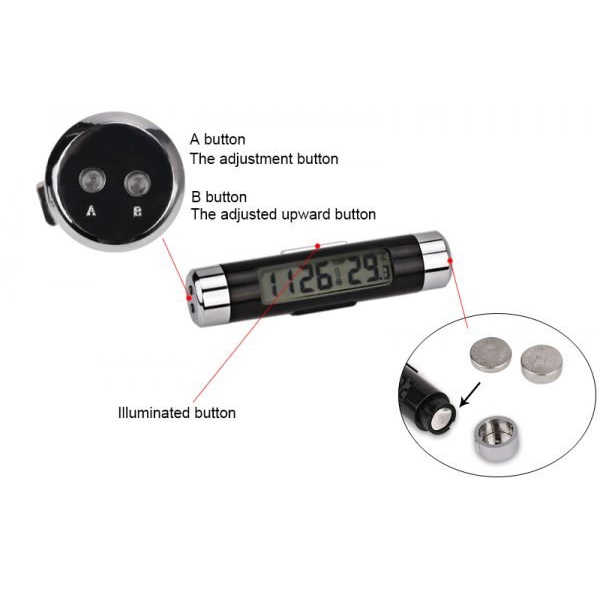 Jual JAM DIGITAL DASHBOARD MOBIL THERMOMETER SUHU JAM MOBIL MINI 2IN1