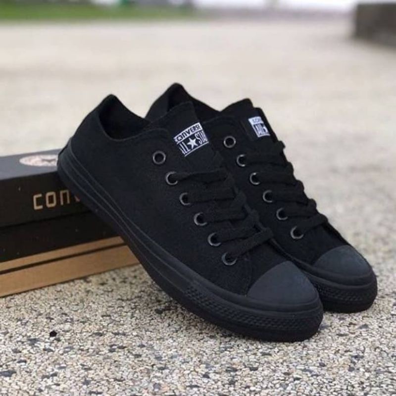 Jual TERMURAH SEPATU CONVERSE ALL STAR FULL BLACK HITAM POLOS THE BEST QUALITY Shopee Indonesia