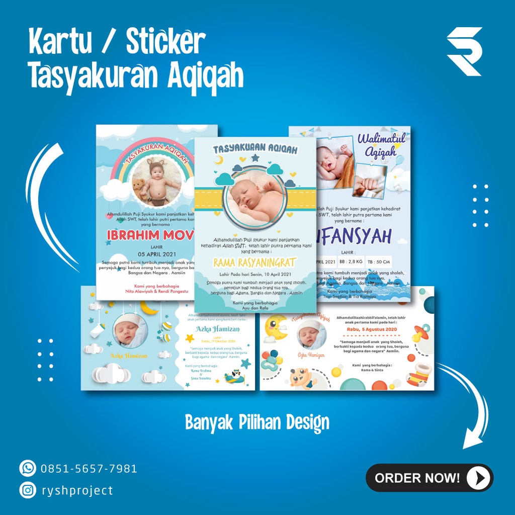 Jual CETAK KARTU TASYAKURAN AQIQAH / STICKER TASYAKURAN AQIQAH | Shopee