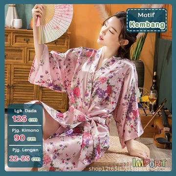 Kimono 2in1 Set Satin Silk IMPORT Kimono Daster Bride Premium Sleepwear