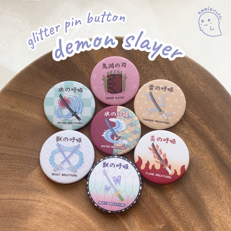 Jual Demon Slayer KNY Glitter Pin Button Badge | Anniestuffs (BACA ...