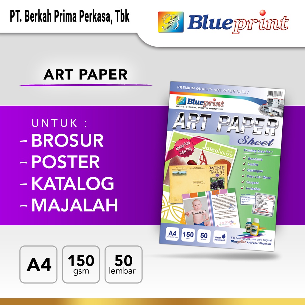 Jual Kertas Art Paper A4 BLUEPRINT 150 Gsm Isi 50 Lembar Shopee
