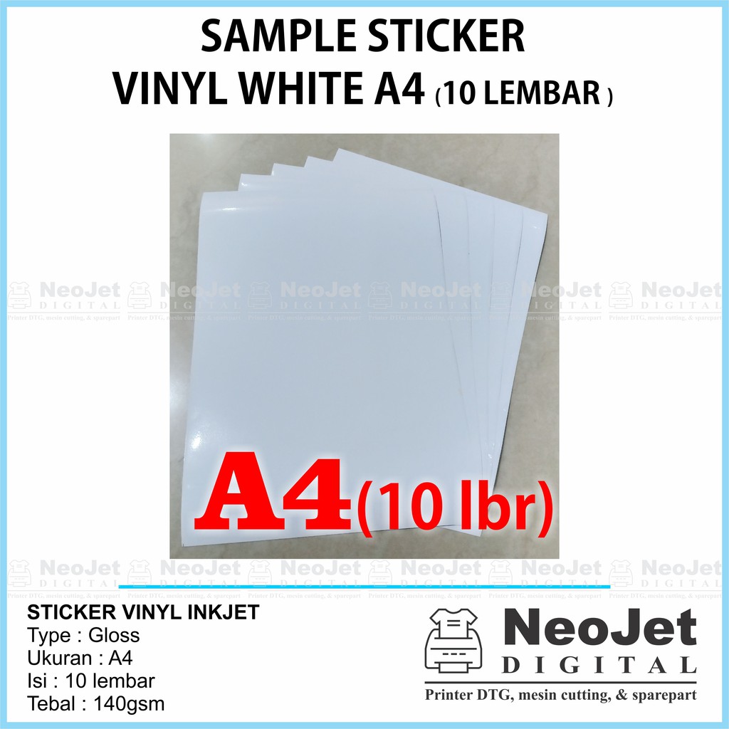 Jual Sample Sticker Vinyl Inkjet White Putih Glossy A4 | Shopee Indonesia