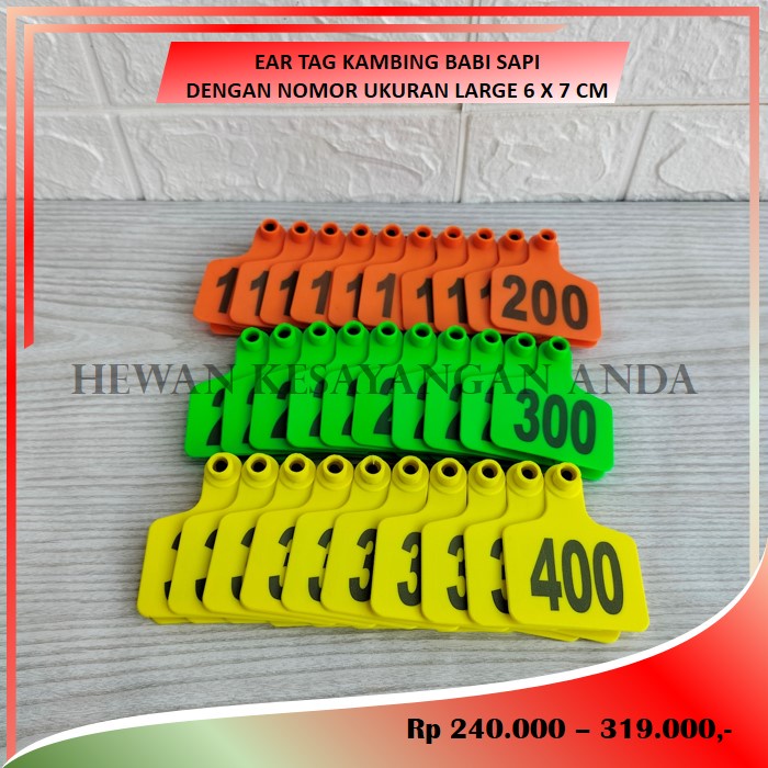 Jual Ear Tag Eartag Nomor 001-1500 Ukuran 6x7cm untuk Babi dan Sapi ...