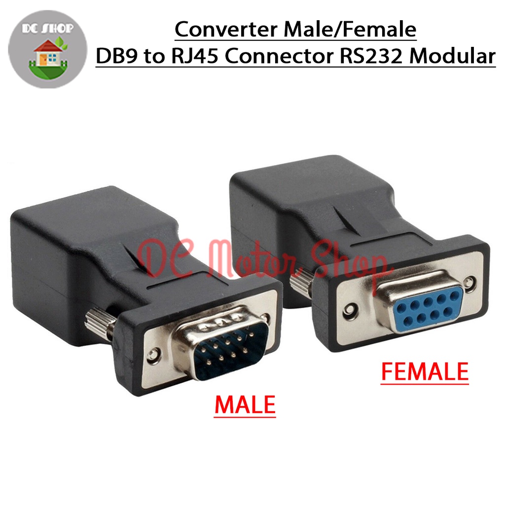 Jual converter male/female db9 to rj45 - Connector rs232 modular ...