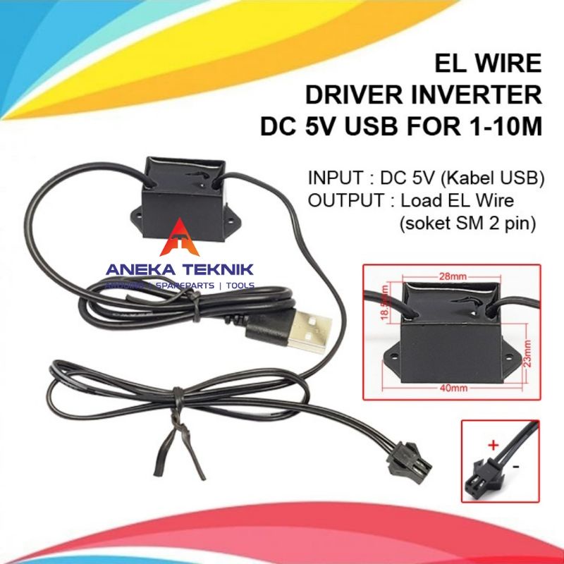 Jual EL Wire Driver Inverter DC 5V USB Indoor Outdoor 1-10m | Shopee ...