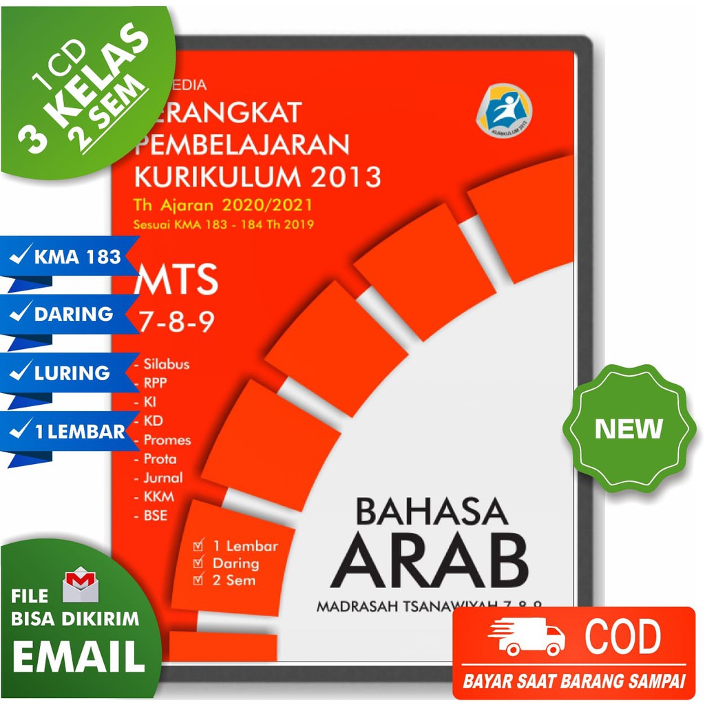 Jual CD RPP MTS BAHASA ARAB KELAS 7-8-9 K13 TH. 20/21 KMA 183, 184 (1 ...