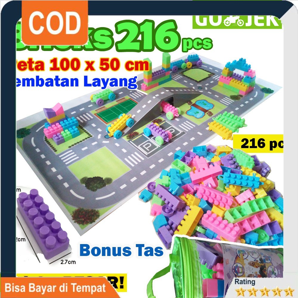 Jual Original Balok Susun Murah Ukuran Block Besar + Jalanan (Maps ...