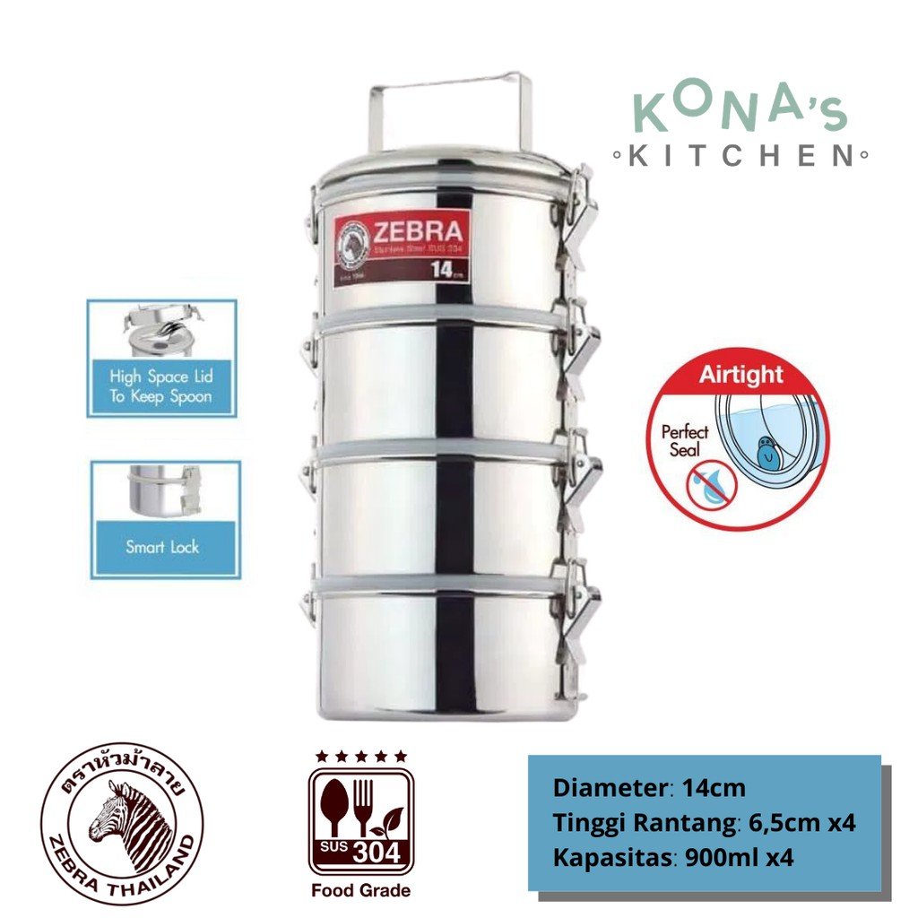 Jual Zebra Food Carrier 14x4 Smartlock (150248) / Kotak Bekal / Lunch ...
