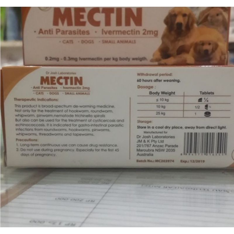 Jual Mectin Anti Parasit Ivermectin (ecer /1 Tablet)Untuk Kucing,Anjing ...
