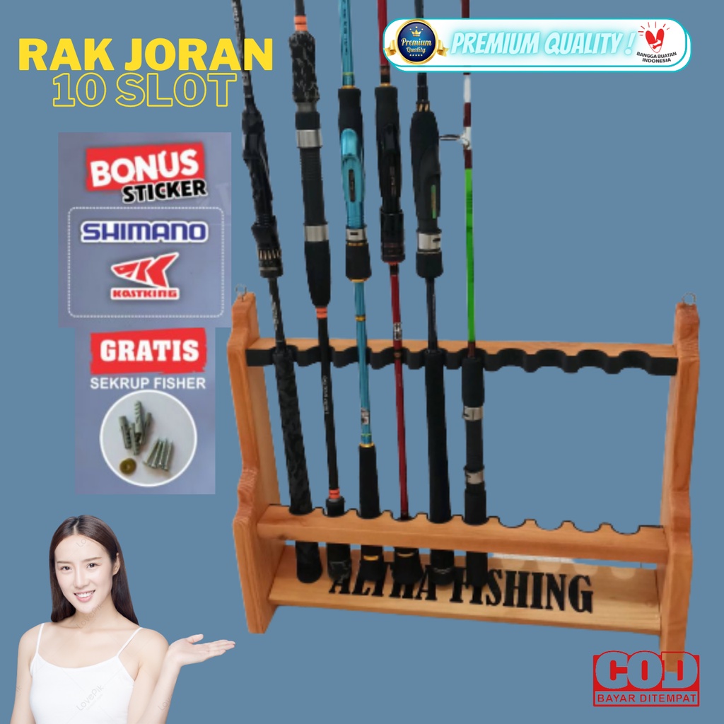 Jual Rak Pancing Dinding 10Slot Rak Joran Tegek Kayu Murah / RAK JORAN ...