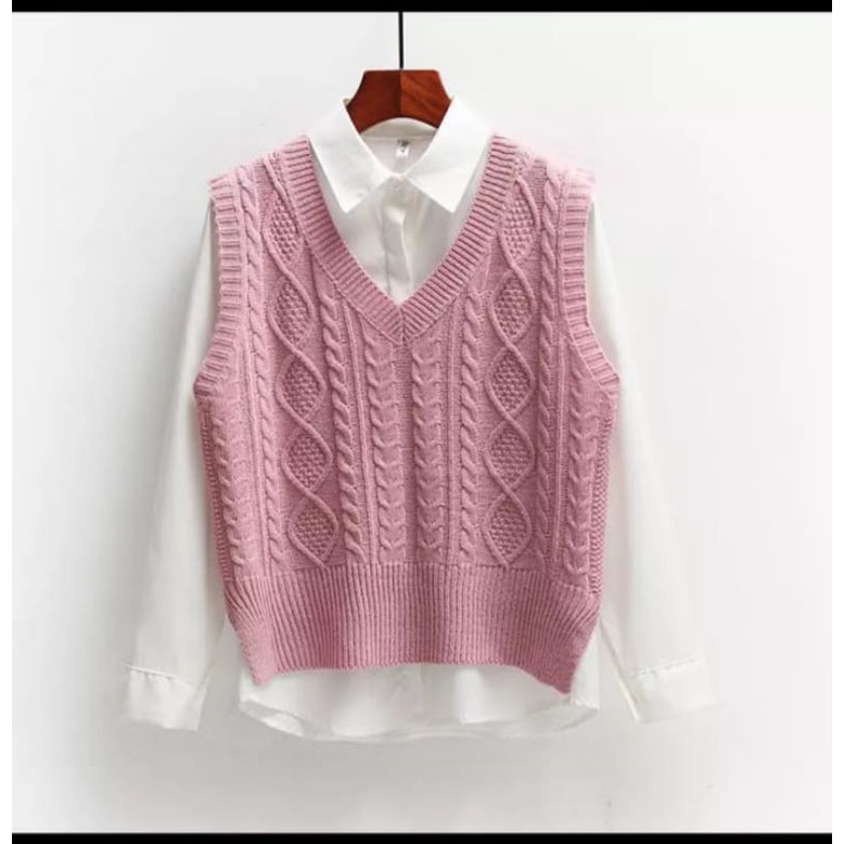 Jual FX SHOP VEST AIKO CABLE KNIT / ROMPI RAJUT | Shopee Indonesia