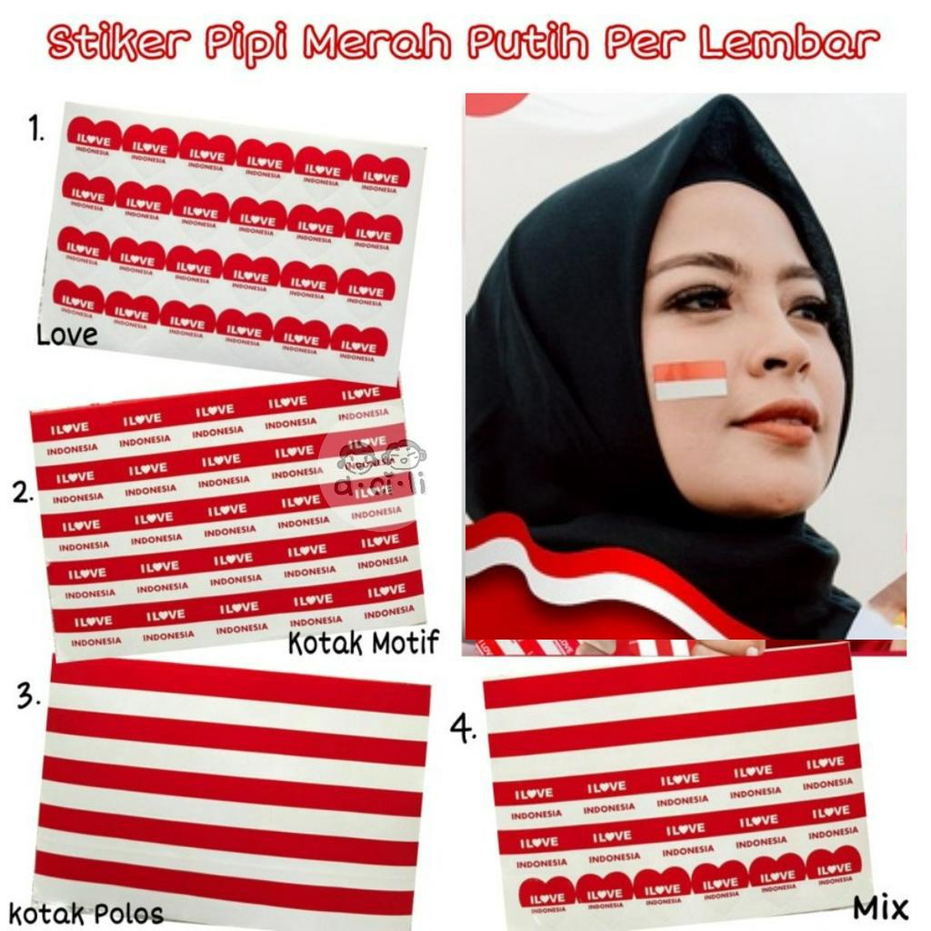 Jual Per Lembar Sticker Pipi Muka Tangan Stiker Bendera Merah Putih Love Indonesia Shopee 6097