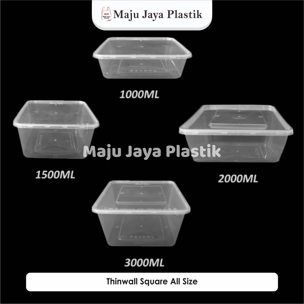 Jual Isi 25pcs Thinwall Sq 1000ml 1500ml 2000ml 3000ml Per Pack Kotak