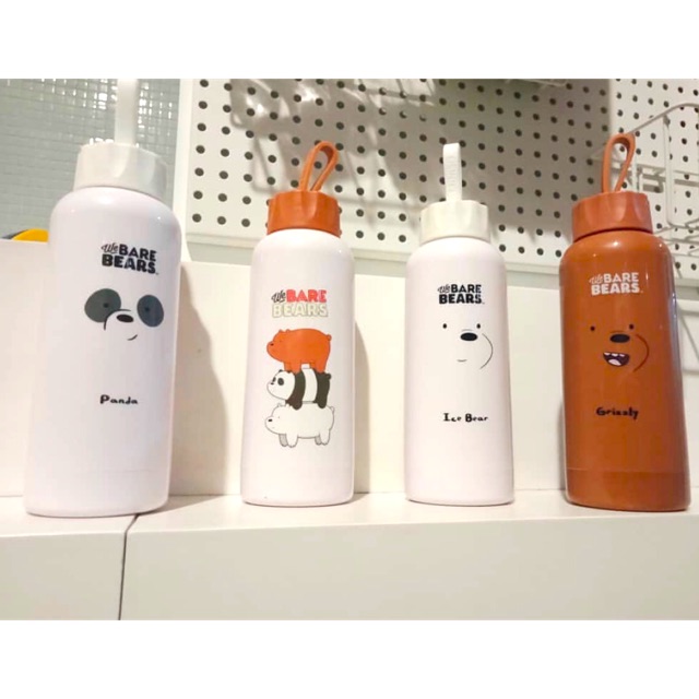 Jual Miniso We Bare Bear Glass Water Bottle 300ml Ice Bear Pan Pan