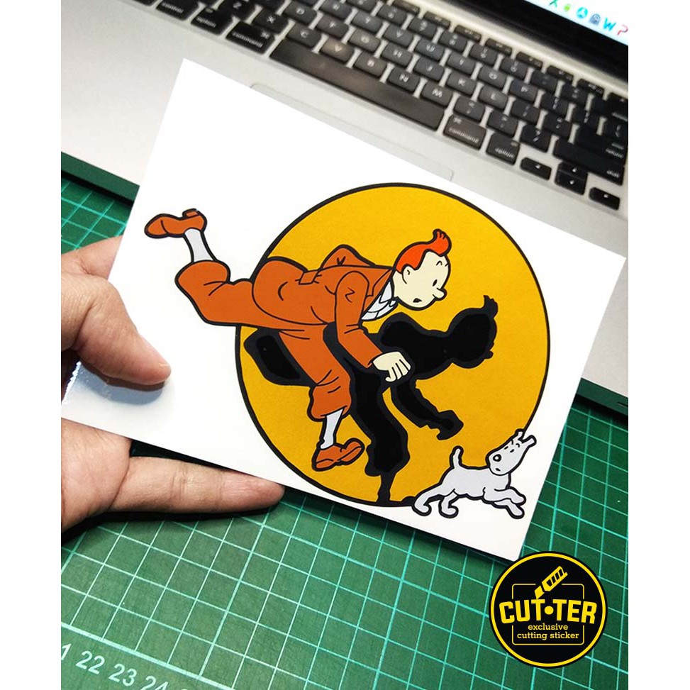 Jual cutting sticker TINTIN & SNOWY running | Shopee Indonesia