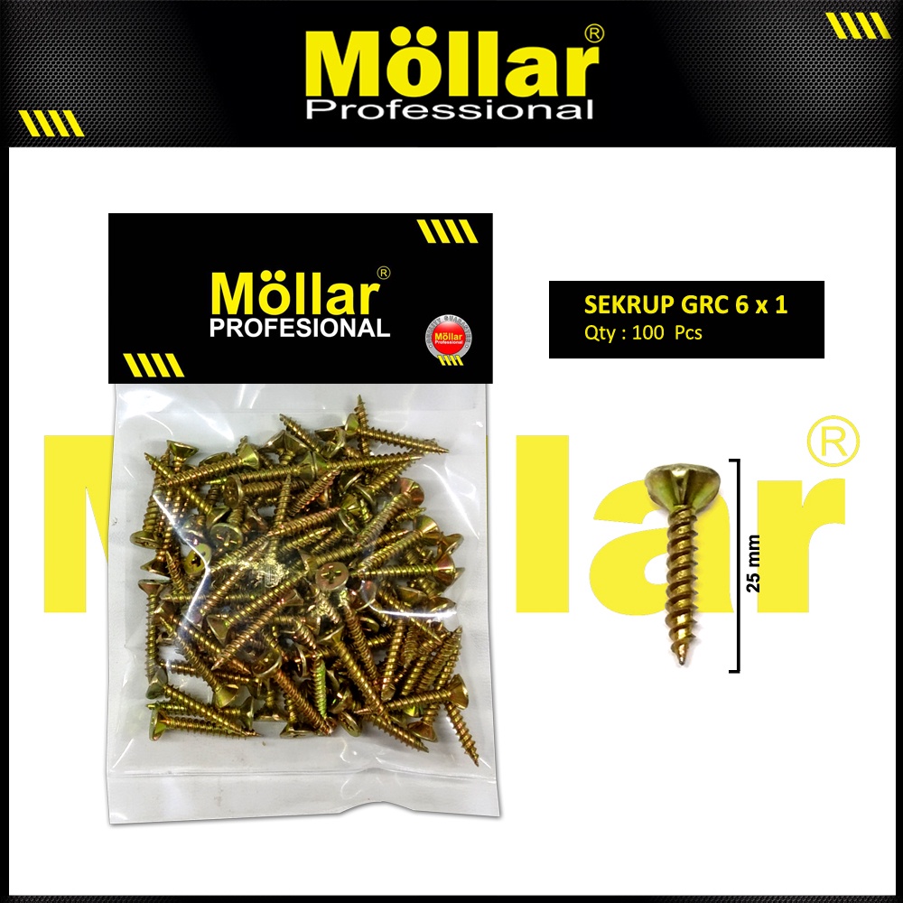 Jual MOLLAR 93-006 Skrup GRC 6 X 1 Baut Sekrup Kalsiboard - 100 Pcs ...