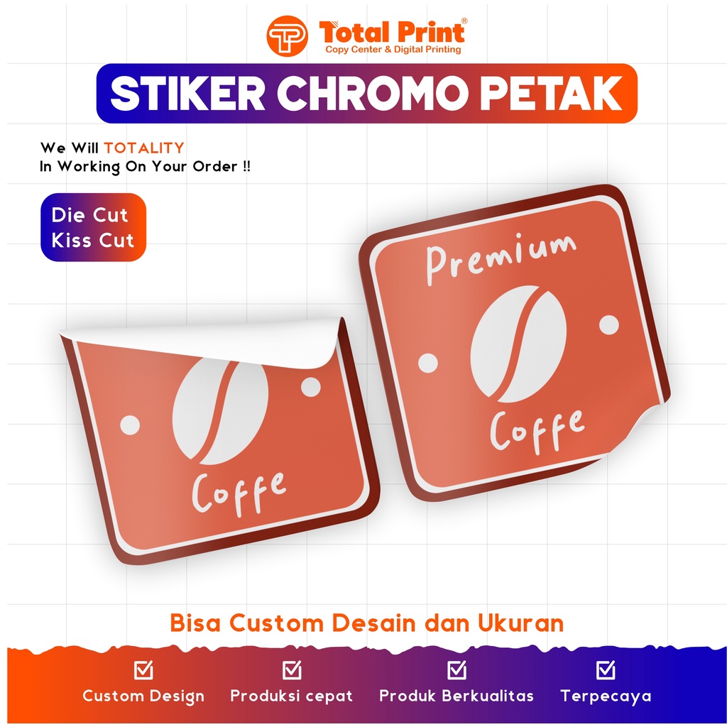 Jual CETAK STIKER CHROMO PETAK / LABEL MAKANAN / LABEL NAMA / LABEL