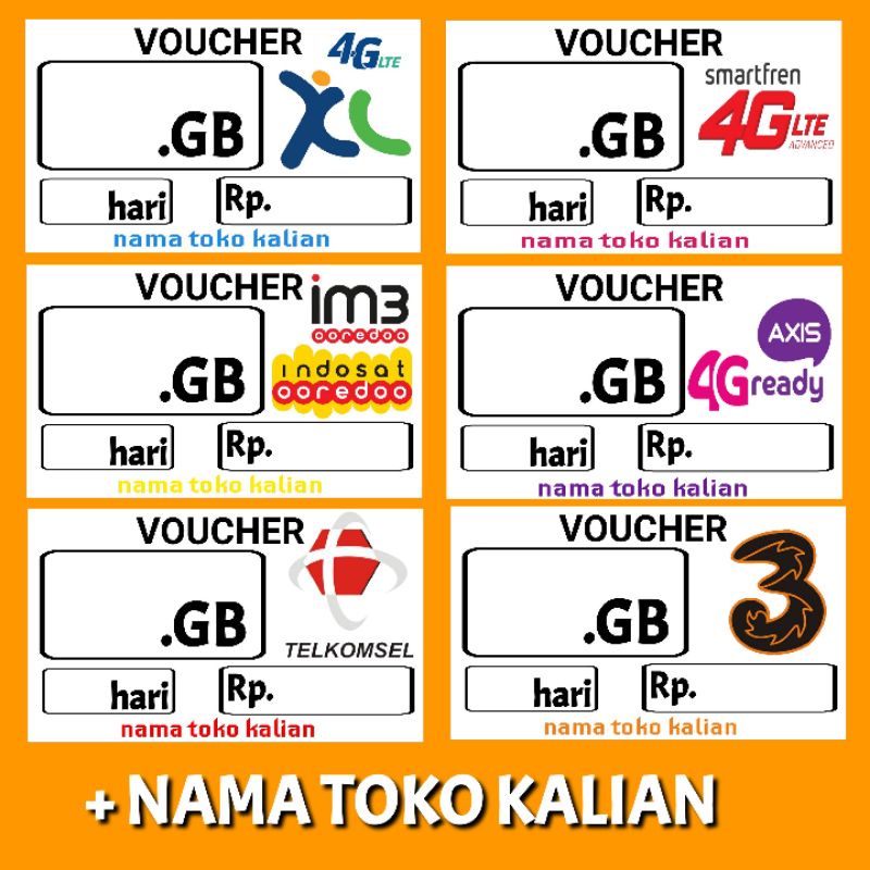 Jual CONTOH LABEL HARGA VOUCHER DATA + NAMA TOKO KALIAN | Shopee Indonesia