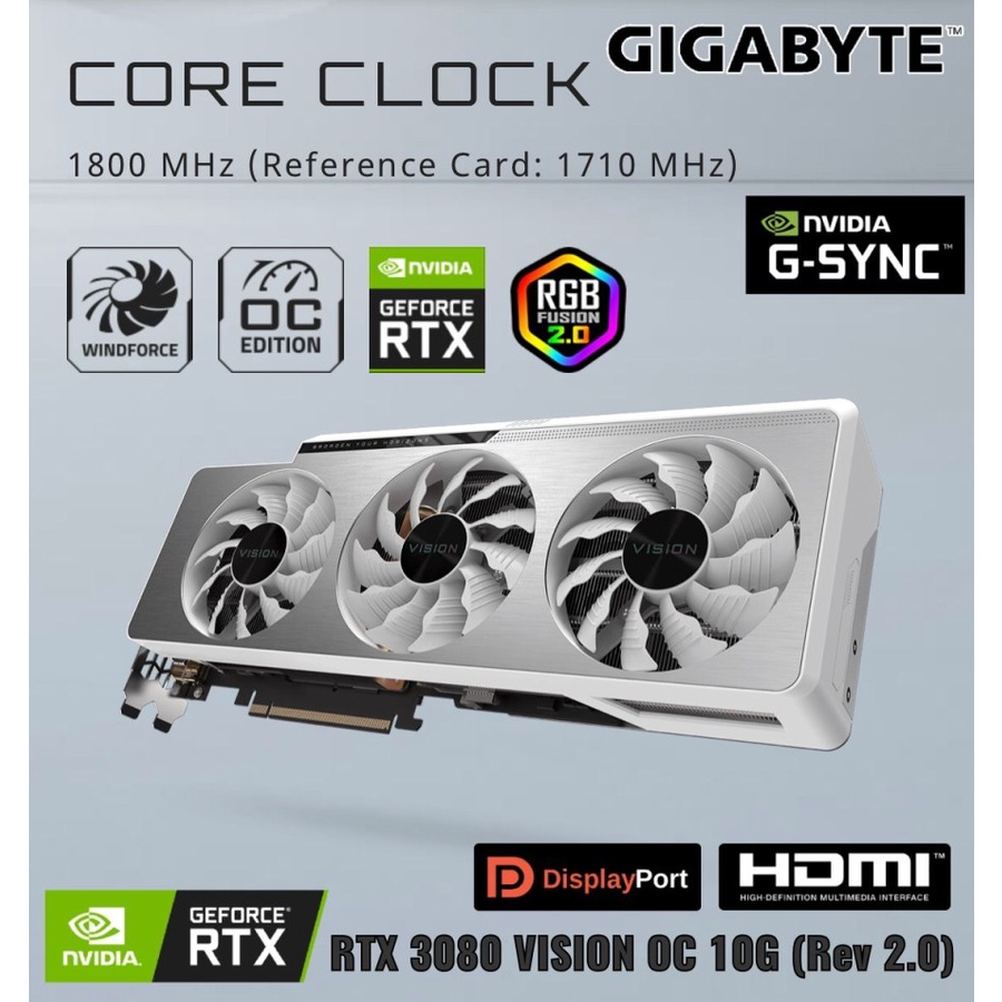 Jual Gigabyte GeForce RTX 3080 VISION OC 10G -10GB GDDR6X 320Bit Triple ...