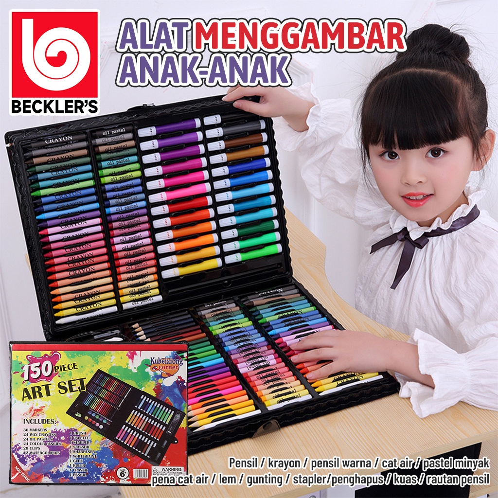 Jual Beckler's Alat Menggambar Crayon Set 150 PCS Colouring Pensil ...