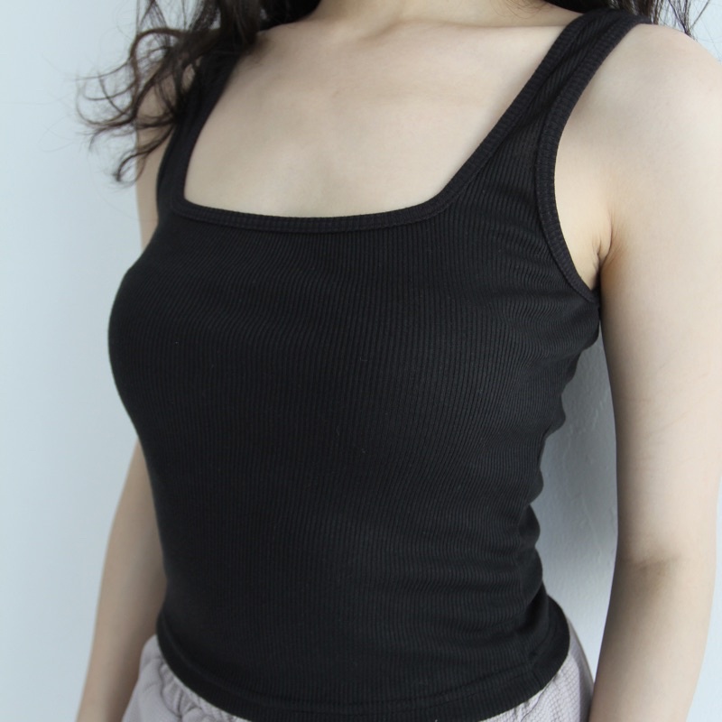 Jual NOIR TOP | Ribbed Knit Square Tank Tanktop Summer Kotak Crop Top ...