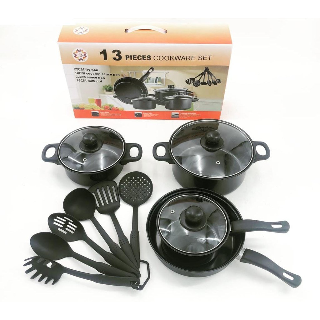 Jual cookware set/panci set 13 pcs - Hitam | Shopee Indonesia