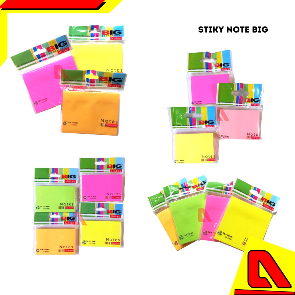 Jual STICKY NOTE BIG WARNA POST IT MEMO SEMUA UKURAN Shopee Indonesia
