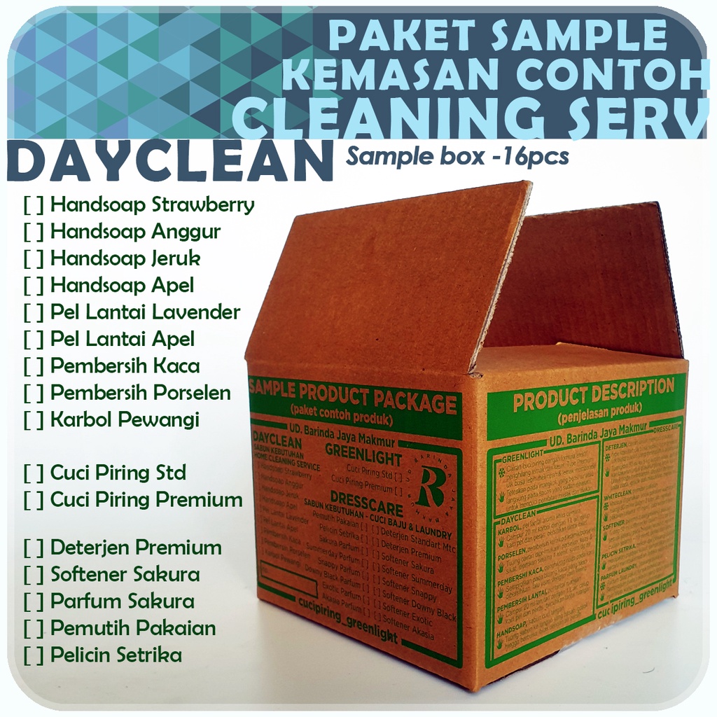 Jual PAKET Contoh 16pcs - DAYCLEAN Produk Kebutuhan CLEANING SERVICE