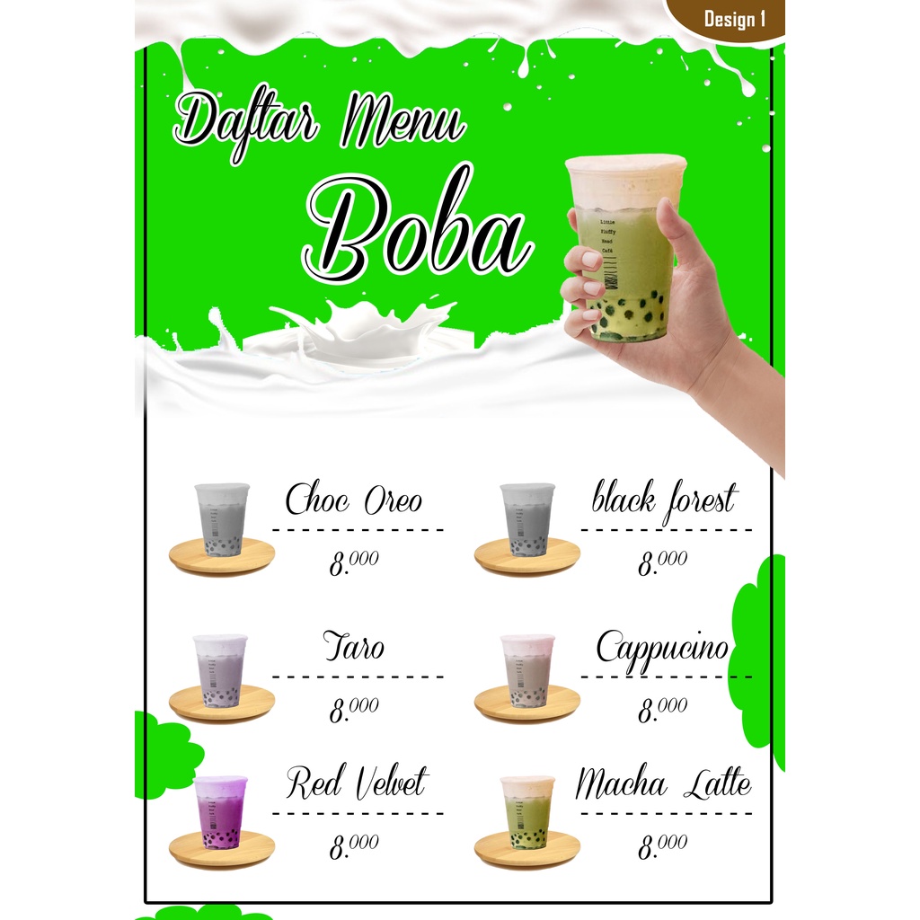 Jual print daftar menu list menu makanan minuman (kertas karton a4
