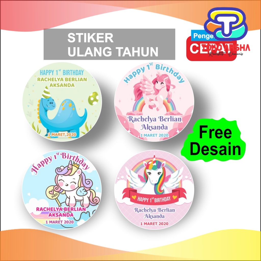 Jual Stiker Sticker Ulang Tahun Anak Custom Perlengkapan Pesta Ulang Tahun Stiker Shopee Indonesia