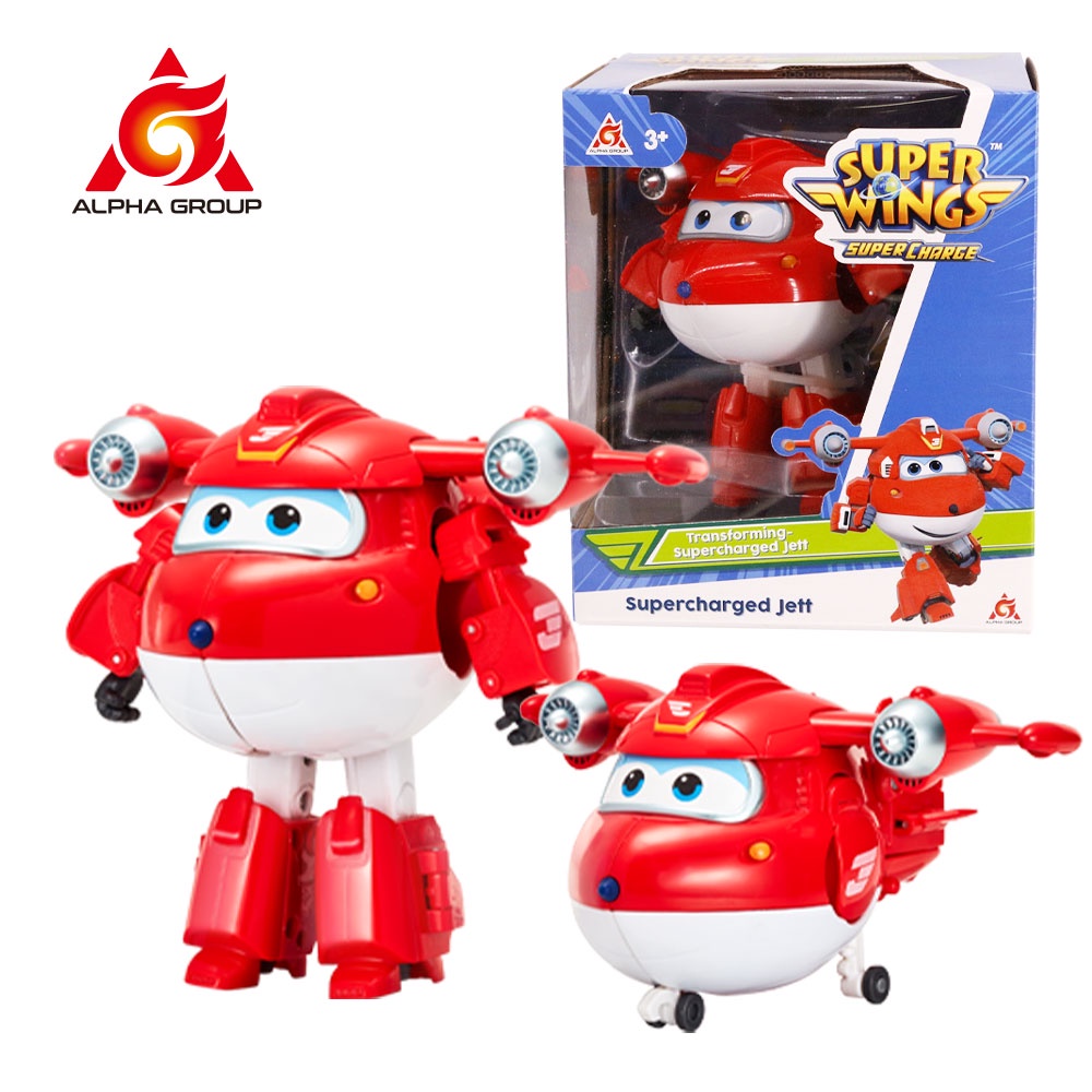 Super Wings Jett 5' Transforming Supercharged Character Gifts Toys for 3 Years Old Boy Girl