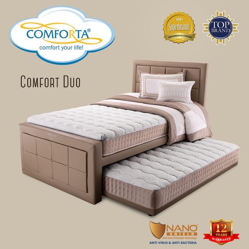 Jual COMFORTA KASUR SPRINGBED COMFORT DUO FULL SET (120x200) | Shopee ...