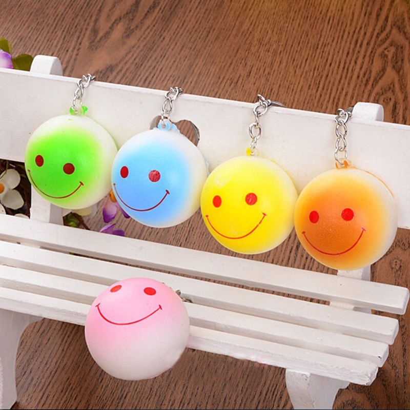 Jual 4 PCS - Squishy SMILE BUN Kawaii Bread Charms Key Rings Cell Phone ...