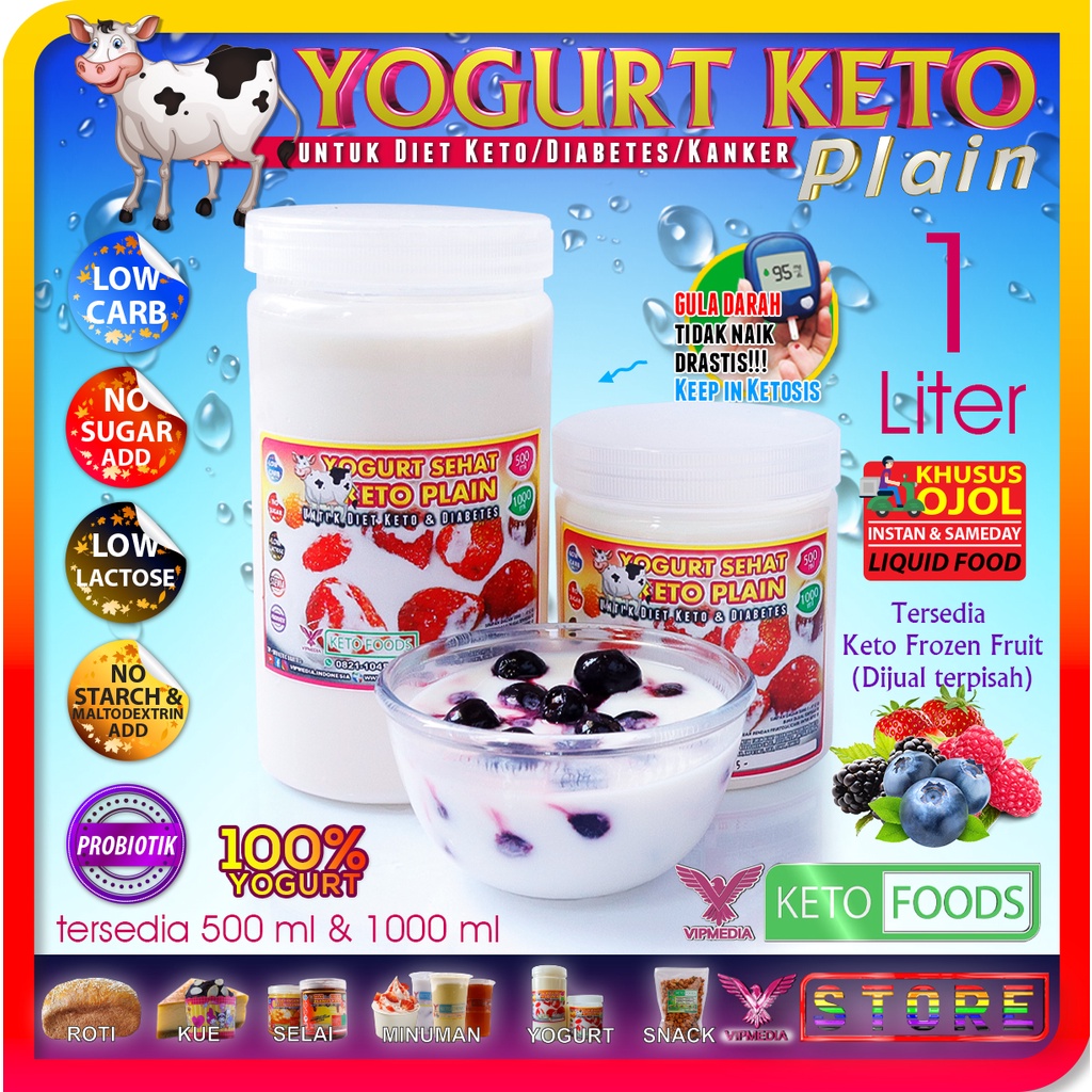 Jual YOGURT SEHAT KETO & DIABETES NO SUGAR PLAIN 1000 ml | Shopee Indonesia