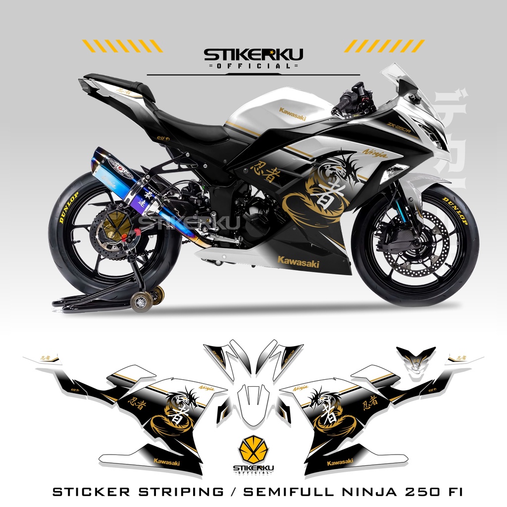Jual STRIPING NINJA250 FI / STICKER / STOCK DECALS / SEMI FULL / STIKER