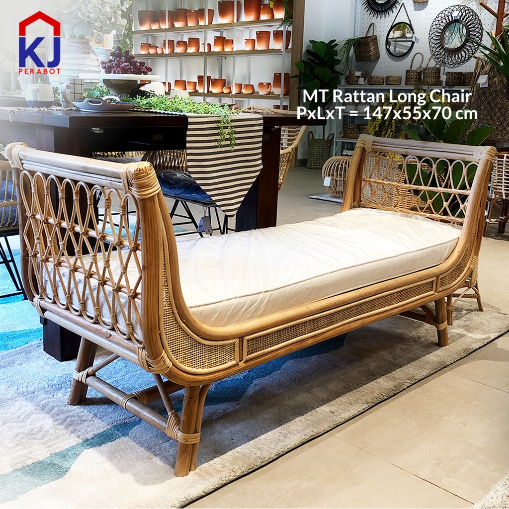 Jual KJ Perabot - MT Rattan Long Chair | Shopee Indonesia