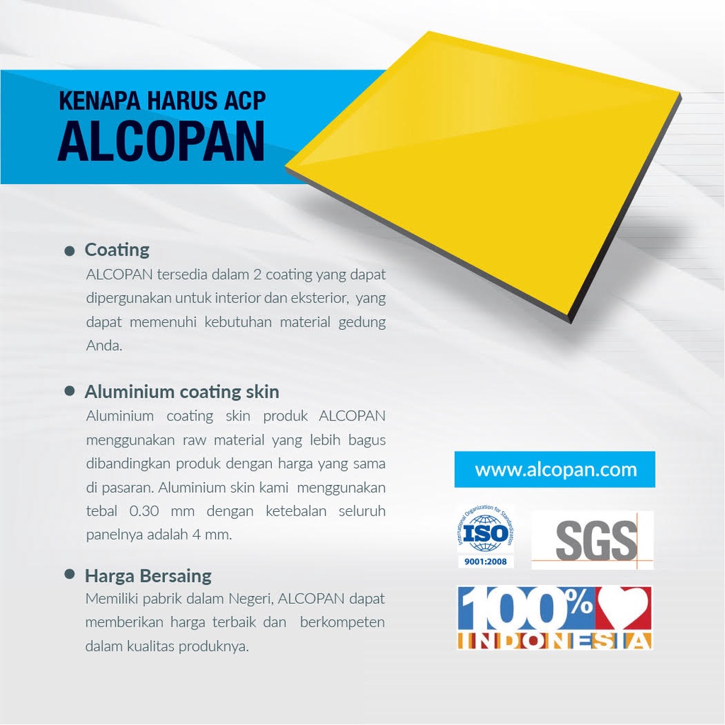 Jual ( Free Kurir Toko ) ACP Alcopan Lemon Yellow 3mm PV Aluminium ...