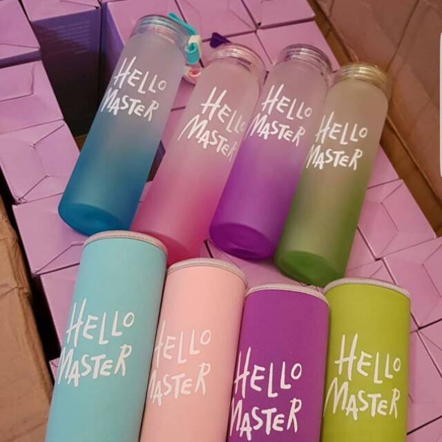 Jual HELLO MASTER BOTOL KACA PLUS POUCH WARNA ANTI PANAS | Shopee Indonesia