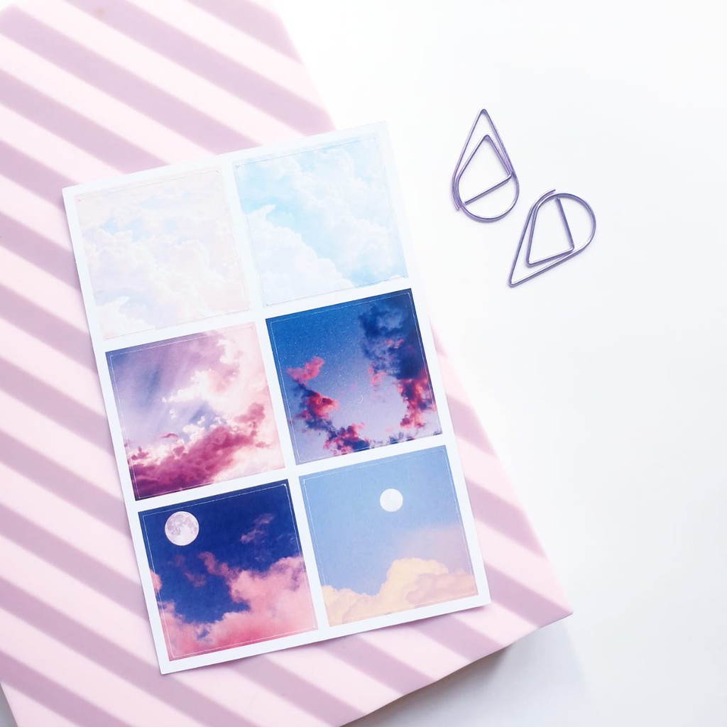 Jual Aesthetic Sky & Flower Sticker Deco Sticker Bisa Ditulis Planner ...