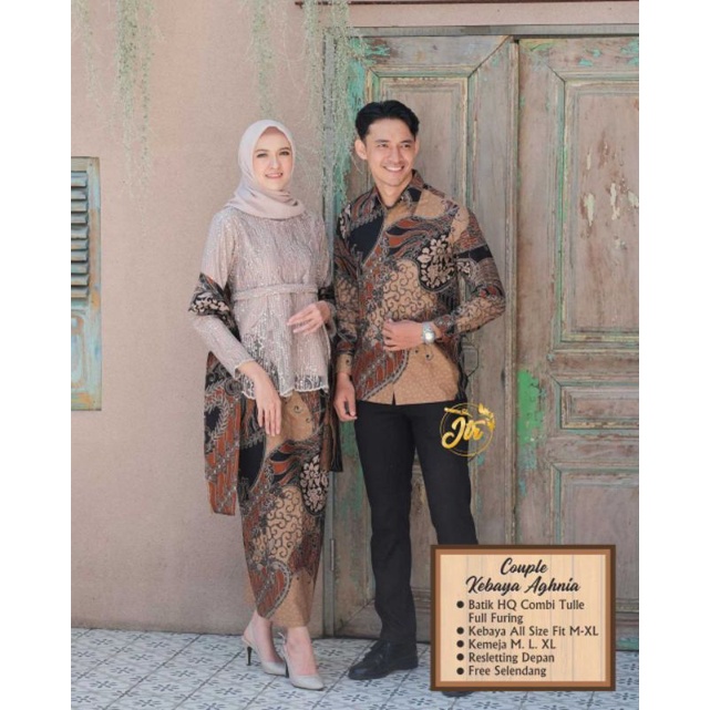 Jual Couple Kebaya Aghnia Setelan Baju Batik Sarimbit Kondangan Kebaya