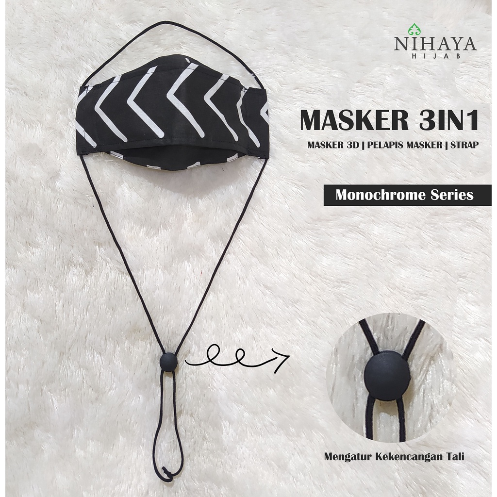 Jual Masker 3in1 | Masker 3D + Cover Masker + Strap | Shopee Indonesia