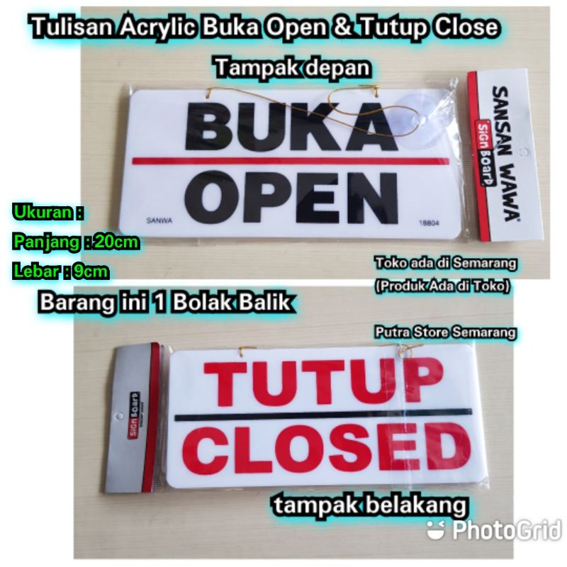 Jual Tulisan Buka Open Dan Close Tutup Acrylic Tulisan Buka Tutup Bahan